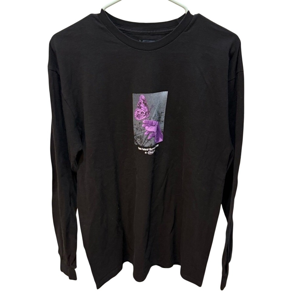 Vans Mens Natural Observatory Center Long Sleeve Graphic T-Shirt Black Large